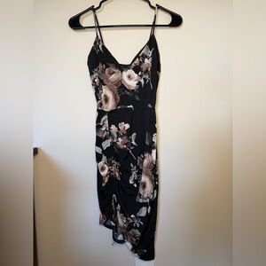 Windsor Black Dress with Beige Floral Print